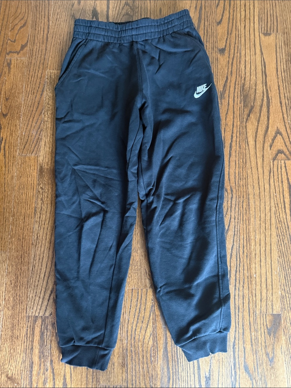 Nike Black Kids Jogger Sweatpants with White Swoosh